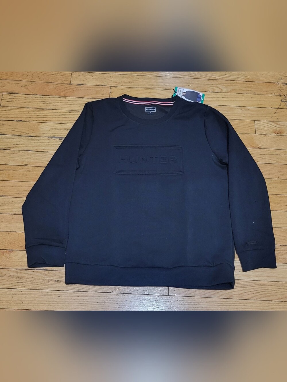 Hunter Womens BLACK Embossed Logo Crewneck Sweater Size XL